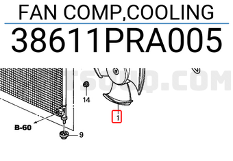 Honda 38611PRA005 FAN COMP,COOLING