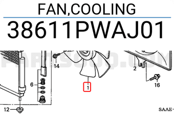 Honda 38611PWAJ01 FAN,COOLING