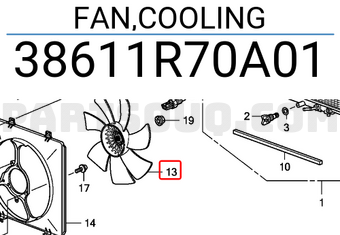 Honda 38611R70A01 FAN,COOLING