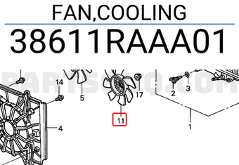 Honda 38611RAAA01 FAN,COOLING