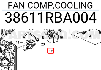 Honda 38611RBA004 FAN COMP,COOLING
