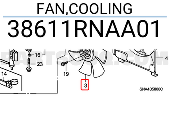 Honda 38611RNAA01 FAN,COOLING