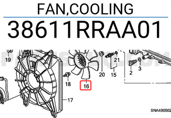 Honda 38611RRAA01 FAN,COOLING