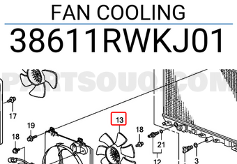 Honda 38611RWKJ01 FAN COOLING