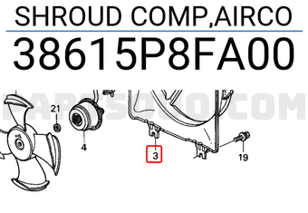 Honda 38615P8FA00 SHROUD COMP,AIRCO