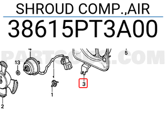 Honda 38615PT3A00 SHROUD COMP.,AIR