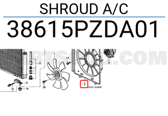 Honda 38615PZDA01 SHROUD A/C