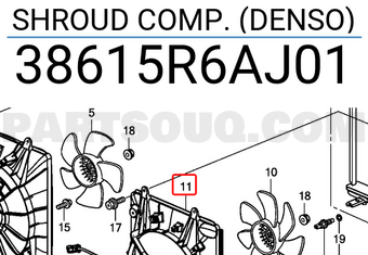Honda 38615R6AJ01 SHROUD COMP. (DENSO)