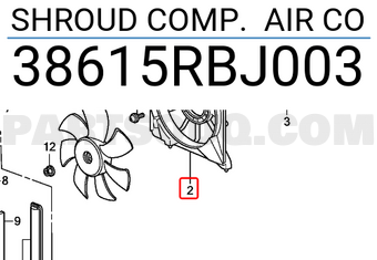 Honda 38615RBJ003 SHROUD COMP. AIR CO