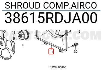 Honda 38615RDJA00 SHROUD COMP,AIRCO