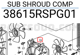 Honda 38615RSPG01 SUB SHROUD COMP
