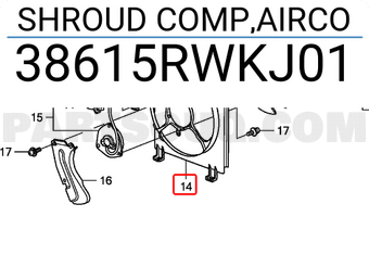 Honda 38615RWKJ01 SHROUD COMP,AIRCO