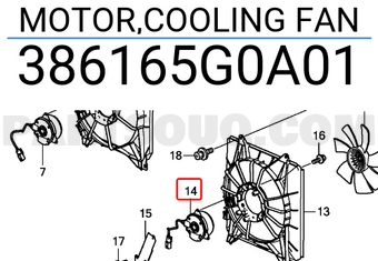 Honda 386165G0A01 MOTOR,COOLING FAN