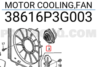 Honda 38616P3G003 MOTOR COOLING,FAN