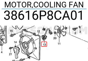 Honda 38616P8CA01 MOTOR,COOLING FAN