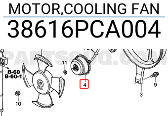 Honda 38616PCA004 MOTOR,COOLING FAN