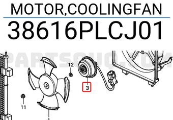 Honda 38616PLCJ01 MOTOR,COOLINGFAN
