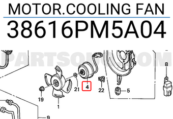 Honda 38616PM5A04 MOTOR.COOLING FAN