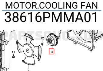 Honda 38616PMMA01 MOTOR,COOLING FAN