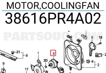 Honda 38616PR4A02 MOTOR,COOLINGFAN