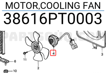 Honda 38616PT0003 MOTOR,COOLING FAN