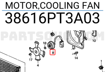 Honda 38616PT3A03 MOTOR,COOLING FAN