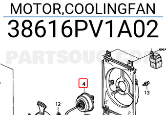 Honda 38616PV1A02 MOTOR,COOLINGFAN