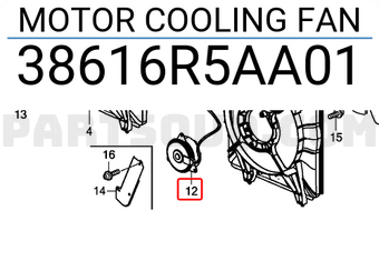 Honda 38616R5AA01 MOTOR COOLING FAN
