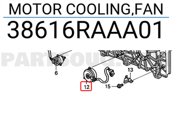 Honda 38616RAAA01 MOTOR COOLING,FAN