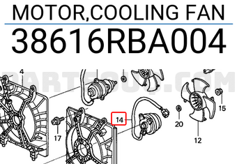 Honda 38616RBA004 MOTOR,COOLING FAN