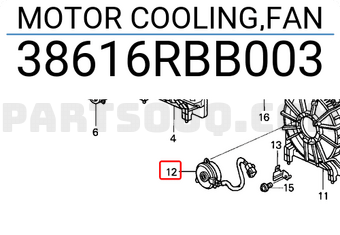 Honda 38616RBB003 MOTOR COOLING,FAN