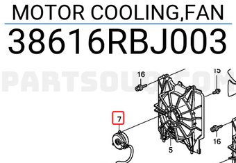 Honda 38616RBJ003 MOTOR COOLING,FAN
