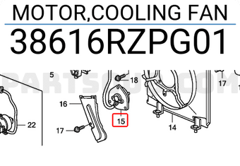 Honda 38616RZPG01 MOTOR,COOLING FAN