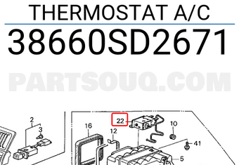 Honda 38660SD2671 THERMOSTAT A/C