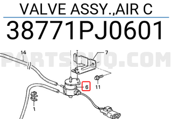 Honda 38771PJ0601 VALVE ASSY.,AIR C