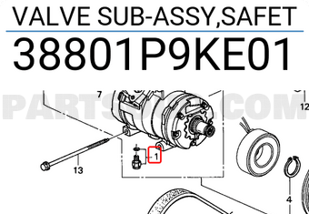 Honda 38801P9KE01 VALVE SUB-ASSY,SAFET
