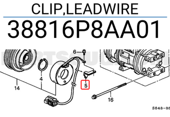 Honda 38816P8AA01 CLIP,LEADWIRE