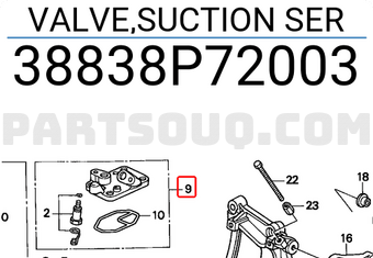 Honda 38838P72003 VALVE,SUCTION SER