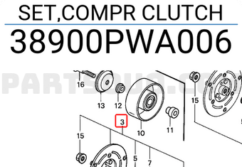 Honda 38900PWA006 SET,COMPR CLUTCH