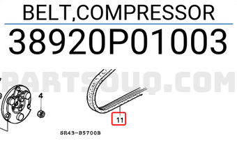 Honda 38920P01003 BELT,COMPRESSOR