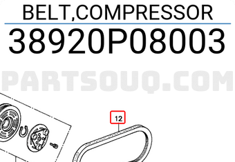 Honda 38920P08003 BELT,COMPRESSOR