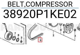 Honda 38920P1KE02 BELT,COMPRESSOR