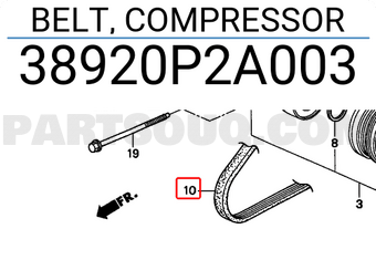 Honda 38920P2A003 BELT, COMPRESSOR