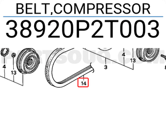 Honda 38920P2T003 BELT,COMPRESSOR