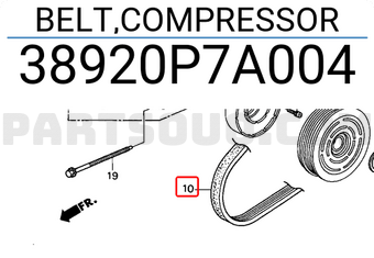 Honda 38920P7A004 BELT,COMPRESSOR