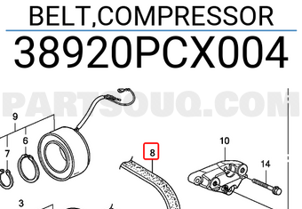 Honda 38920PCX004 BELT,COMPRESSOR