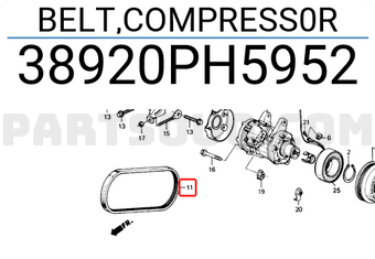Honda 38920PH5952 BELT,COMPRESS0R