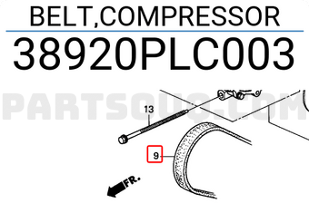 Honda 38920PLC003 BELT,COMPRESSOR