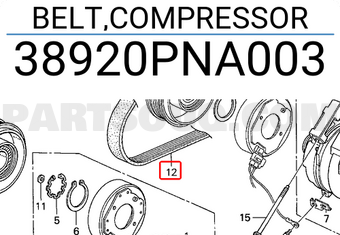 Honda 38920PNA003 BELT,COMPRESSOR