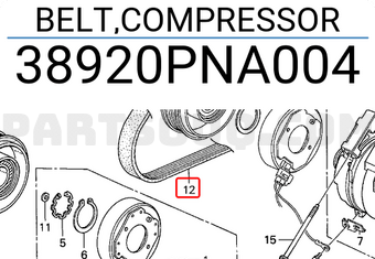 Honda 38920PNA004 BELT,COMPRESSOR